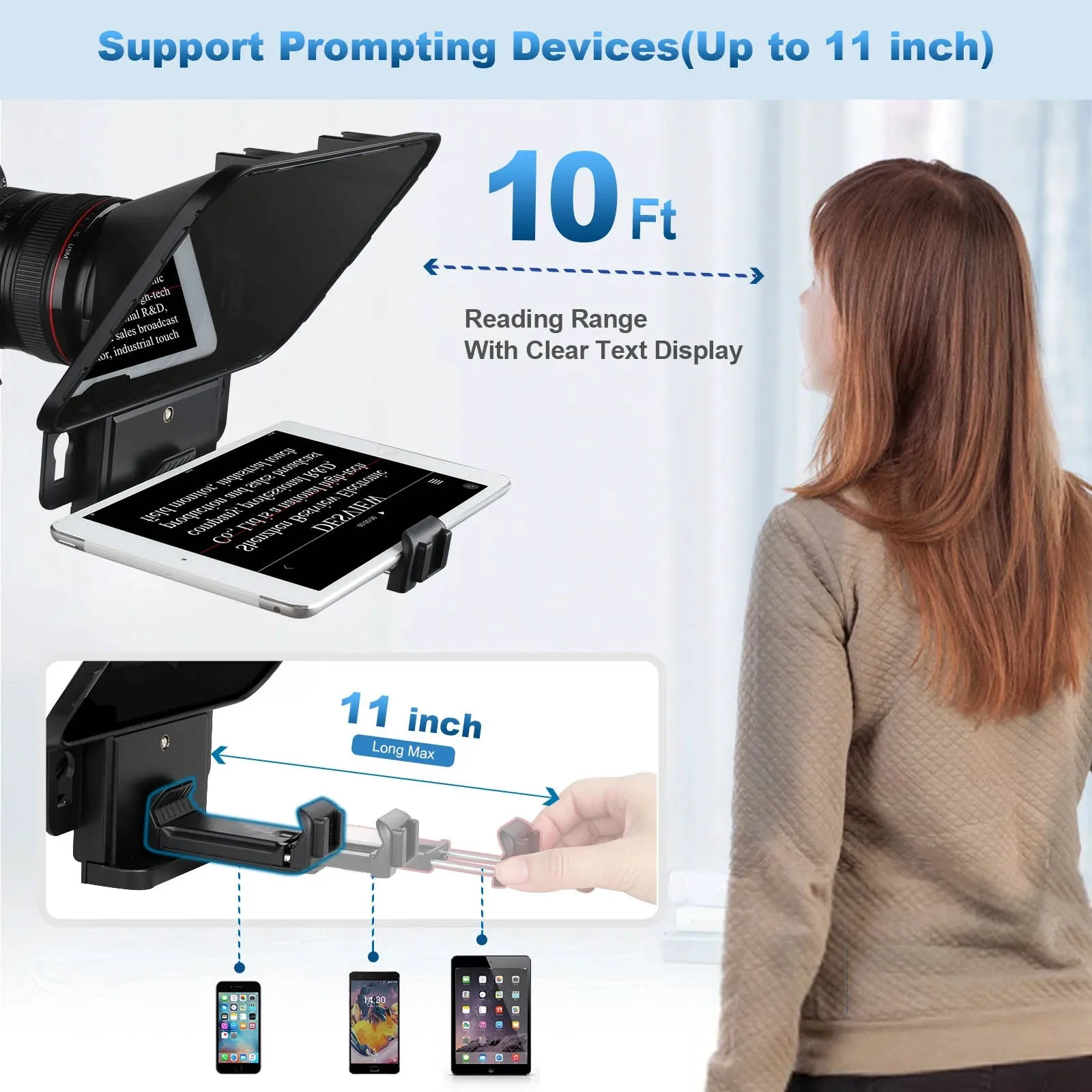 T3 Teleprompter for Smartphones, Tablets or DSLR