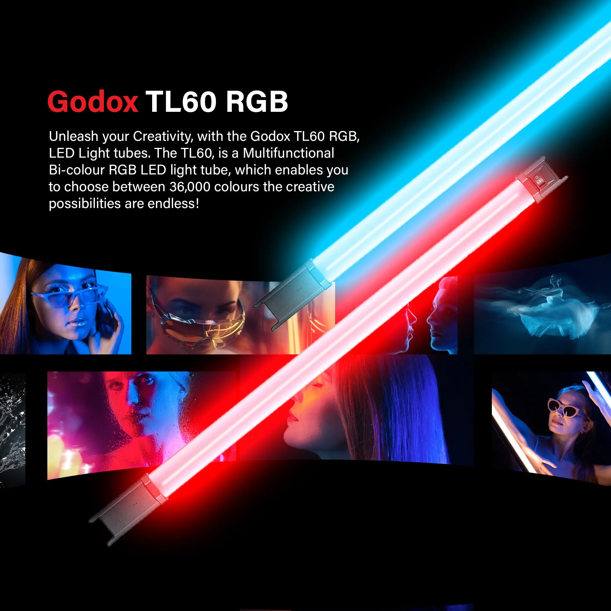 TL60 Bi-Colour Battery-Powered RGB LED Tube Light
