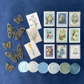 Wax Seal & fake Postage Flat Lay Kit in Shades of Blue