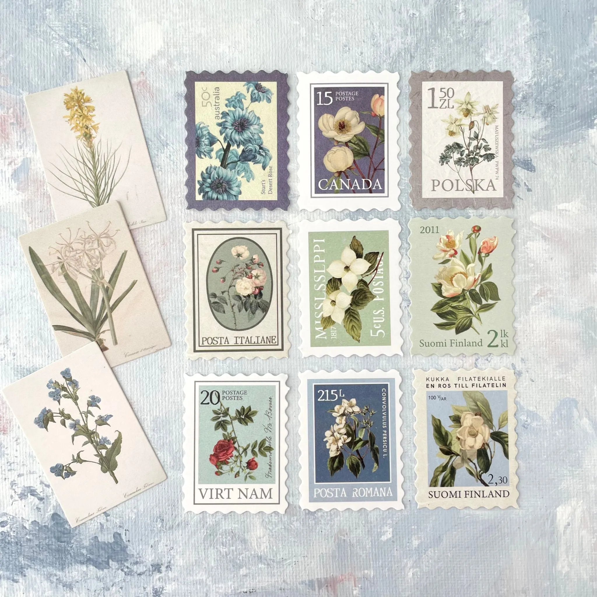 Wax Seal & fake Postage Flat Lay Kit in Shades of Blue