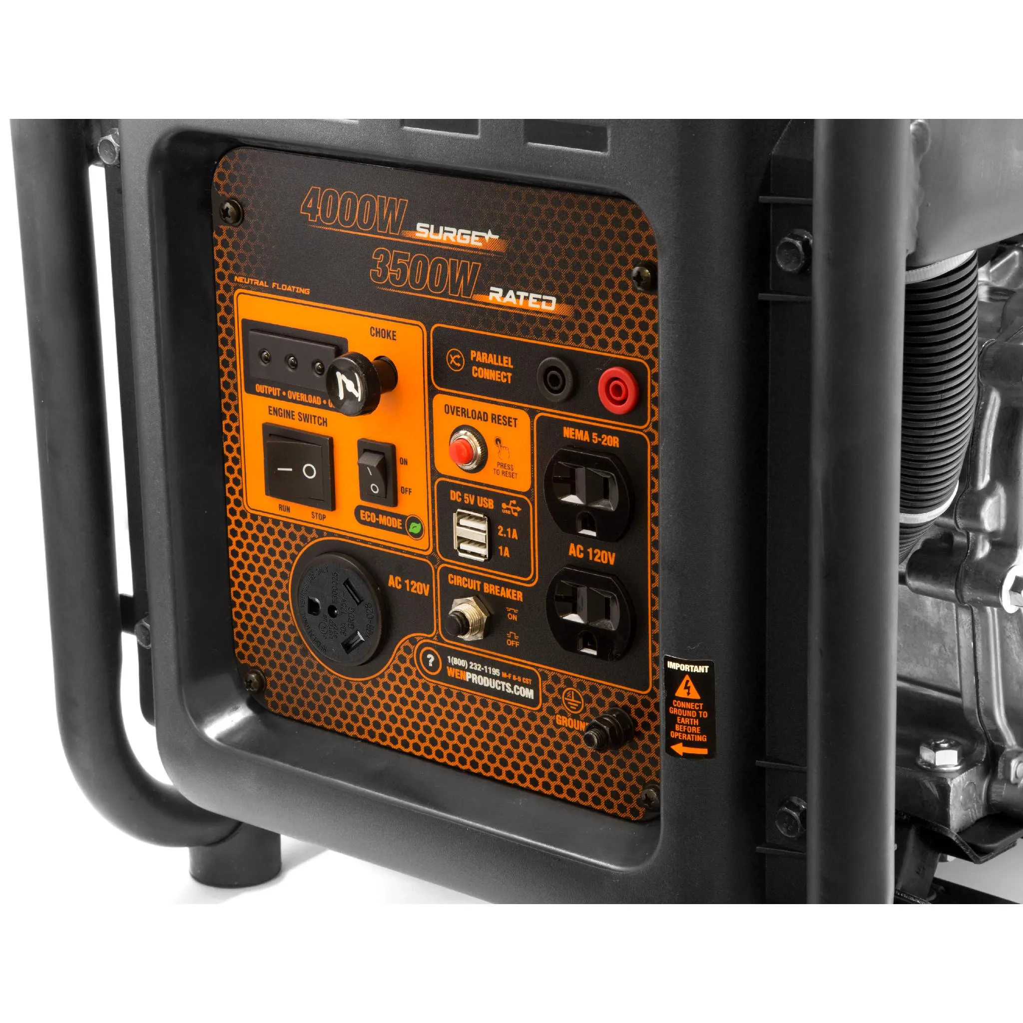 WEN GN400i RV-Ready 4000-Watt Open Frame Inverter Generator, CARB Compliant