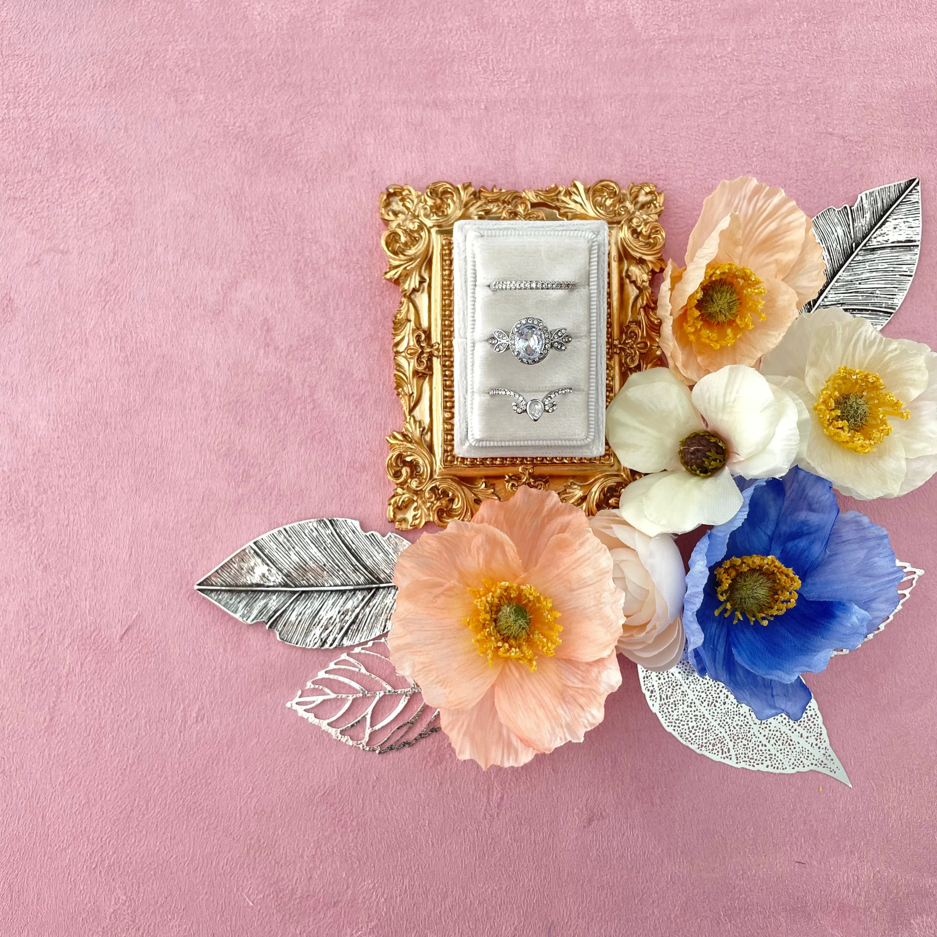 White Triple Slot Ring Box