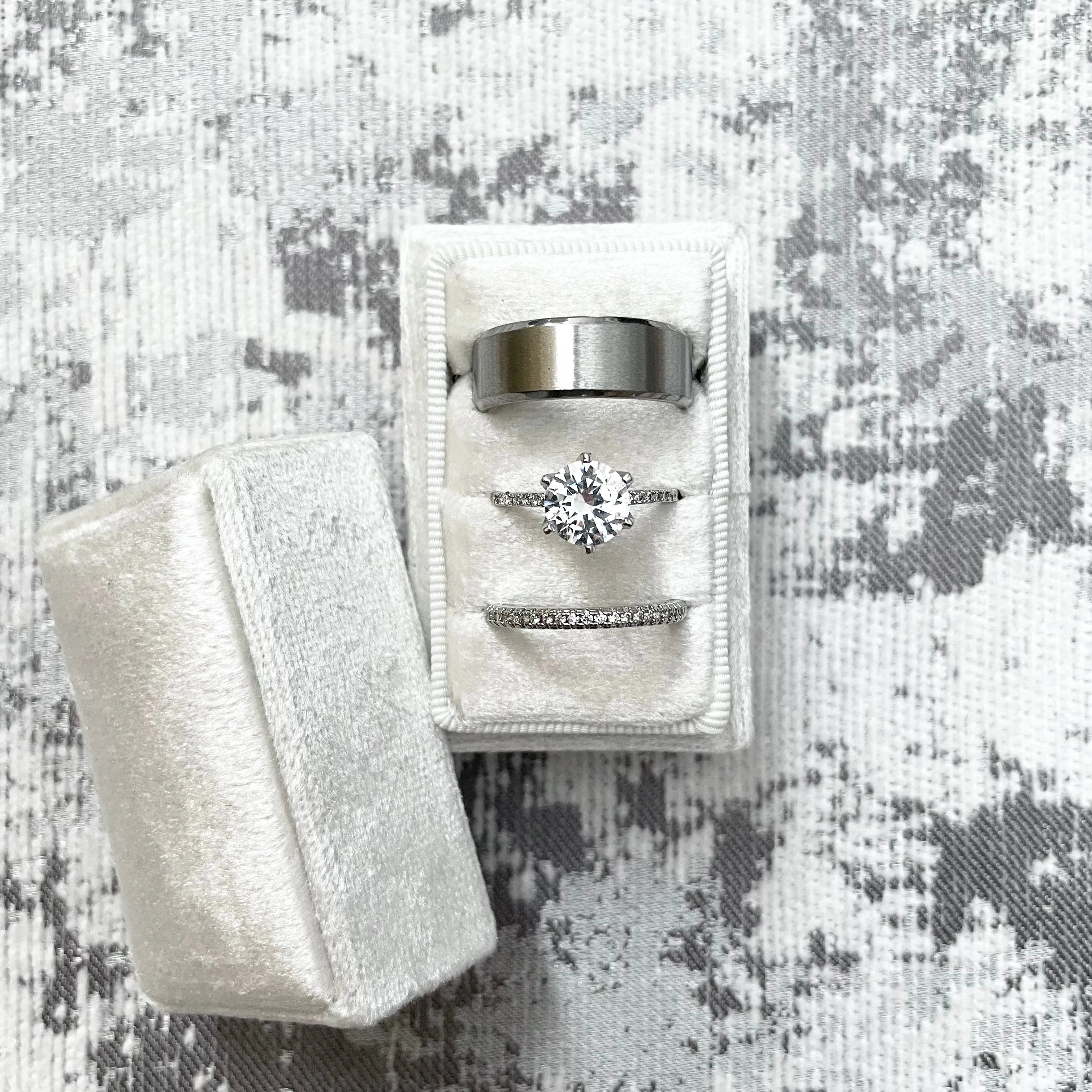 White Triple Slot Ring Box